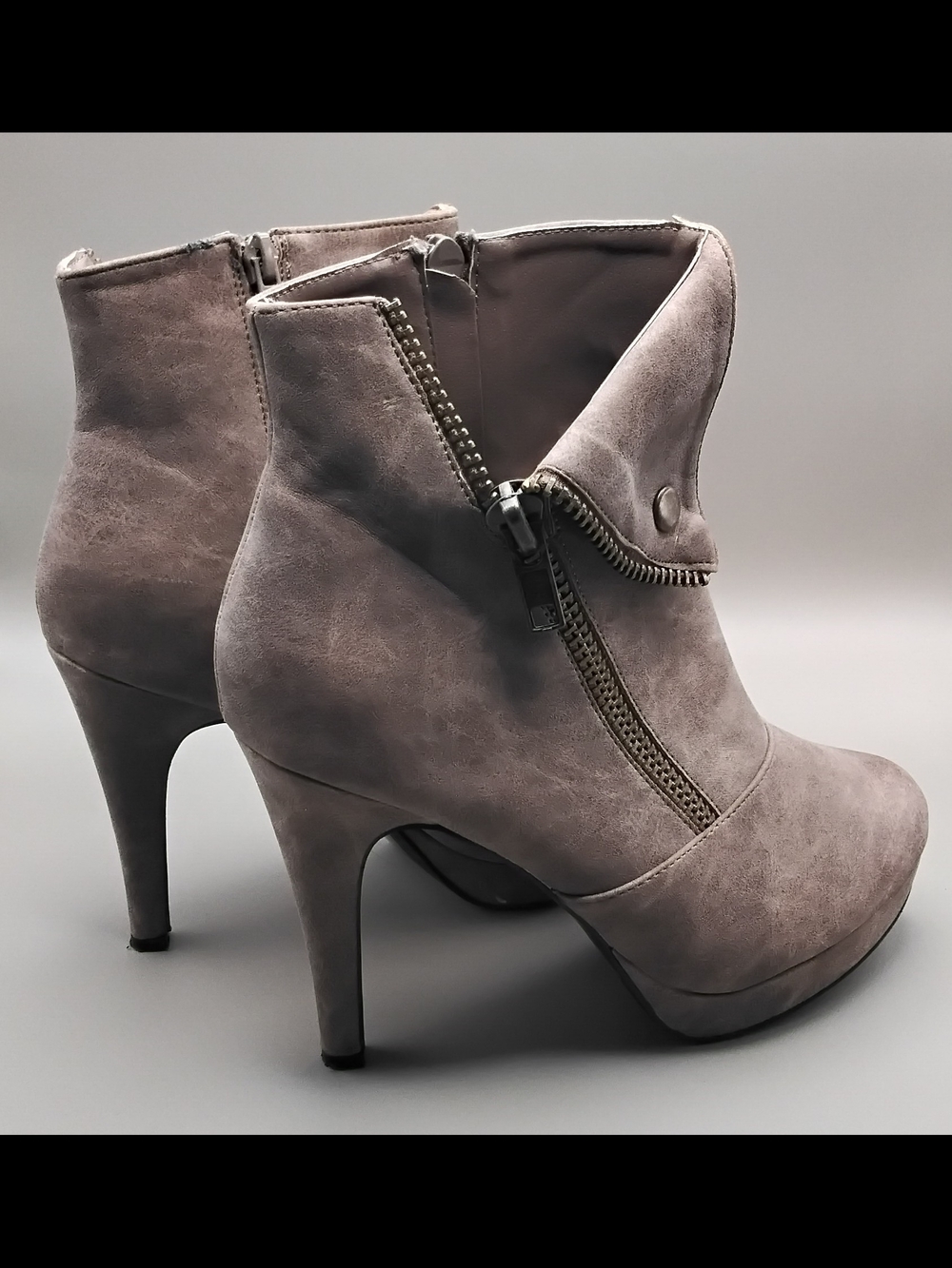 2 Lips Too Women's Taupe Suede Zipper Ankle Booties - Elegant High Heel